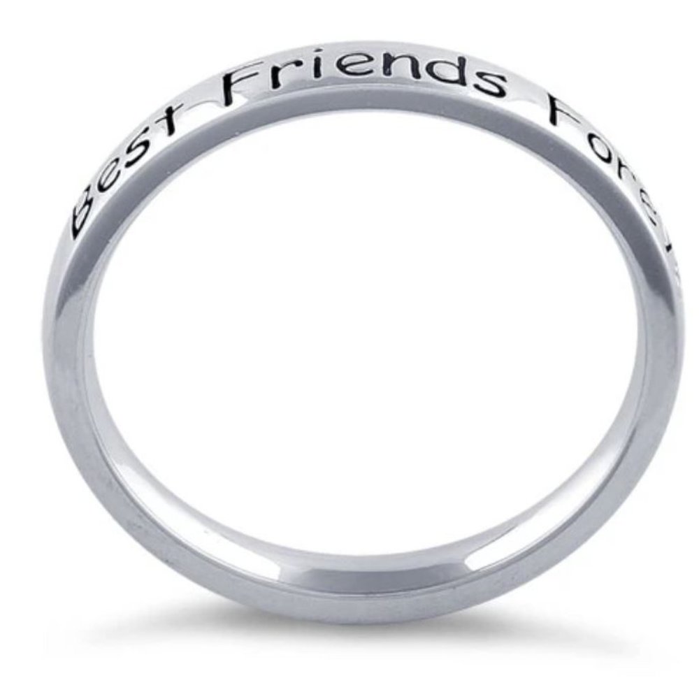 Best Friends Forever BFF Ring 2.7 mm Band 925 Sterling Silver Friendship Ring - Picture 13 of 14